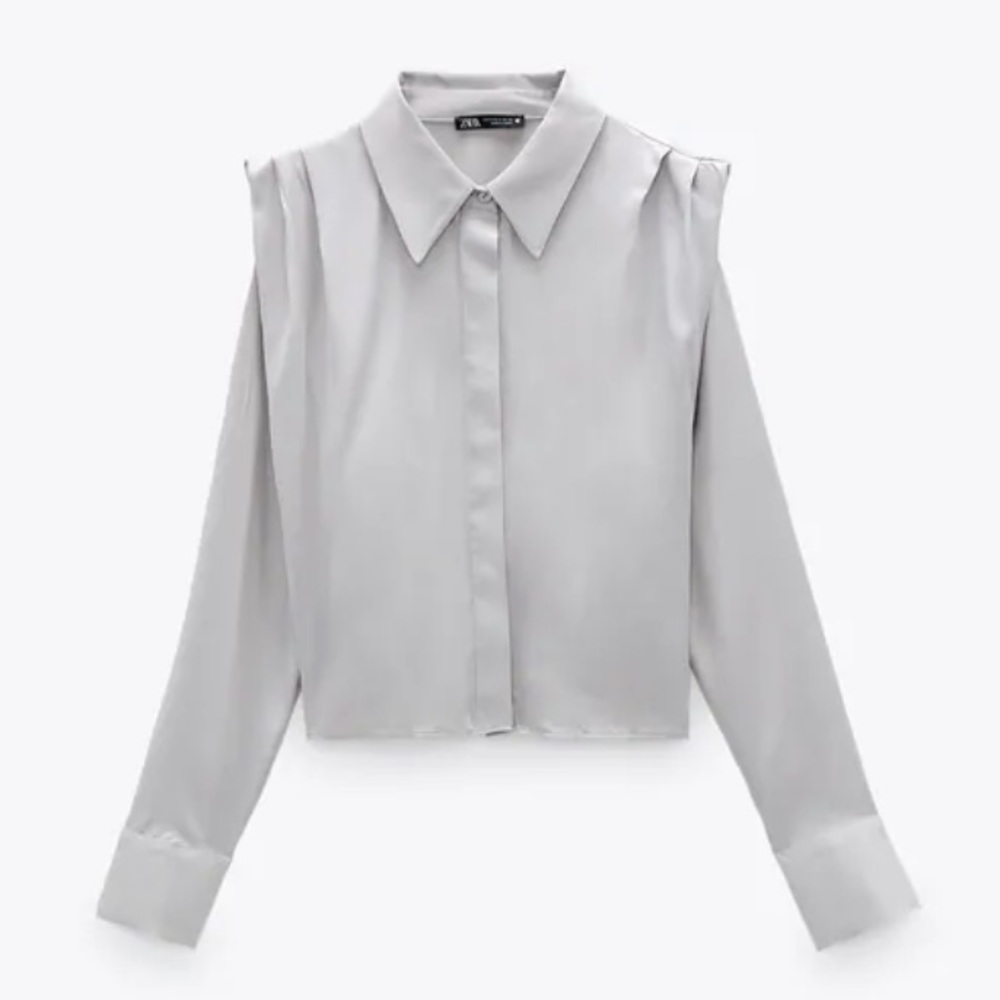 Zara Ruched Satin Effect shirt